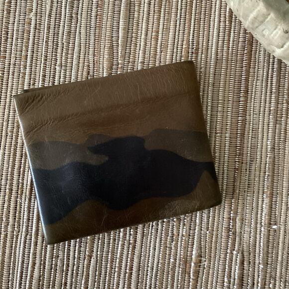 MAXX & UNICORN CO. Green Brown Camo Unisex Leather Wallet Card Holder - Picture 2 of 6